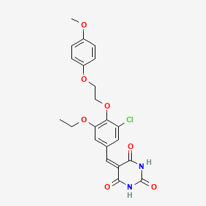 molecular formula C22H21ClN2O7 B5218215 5-{3-chloro-5-ethoxy-4-[2-(4-methoxyphenoxy)ethoxy]benzylidene}-2,4,6(1H,3H,5H)-pyrimidinetrione 