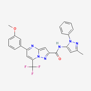 molecular formula C25H19F3N6O2 B5218230 5-(3-methoxyphenyl)-N-(3-methyl-1-phenyl-1H-pyrazol-5-yl)-7-(trifluoromethyl)pyrazolo[1,5-a]pyrimidine-2-carboxamide 