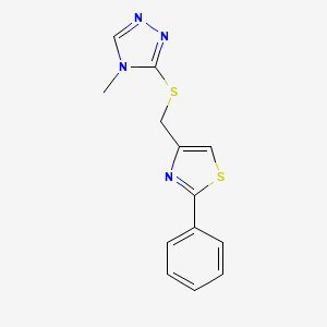 molecular formula C13H12N4S2 B5218302 4-methyl-3-{[(2-phenyl-1,3-thiazol-4-yl)methyl]thio}-4H-1,2,4-triazole 