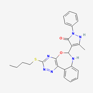 molecular formula C24H24N6O2S B5218348 4-[3-(butylthio)-6,7-dihydro[1,2,4]triazino[5,6-d][3,1]benzoxazepin-6-yl]-3-methyl-1-phenyl-1H-pyrazol-5-ol 