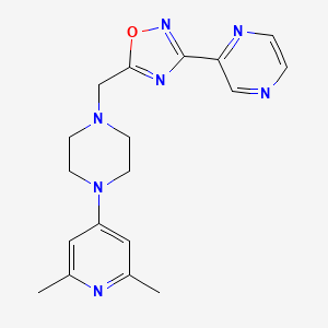 molecular formula C18H21N7O B5218372 2-(5-{[4-(2,6-dimethyl-4-pyridinyl)-1-piperazinyl]methyl}-1,2,4-oxadiazol-3-yl)pyrazine 