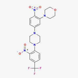 molecular formula C21H22F3N5O5 B5218424 4-(2-nitro-5-{4-[2-nitro-4-(trifluoromethyl)phenyl]-1-piperazinyl}phenyl)morpholine 