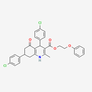 molecular formula C31H27Cl2NO4 B5218441 2-phenoxyethyl 4,7-bis(4-chlorophenyl)-2-methyl-5-oxo-1,4,5,6,7,8-hexahydro-3-quinolinecarboxylate 