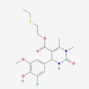 molecular formula C18H23ClN2O5S B5218461 2-(ethylthio)ethyl 4-(3-chloro-4-hydroxy-5-methoxyphenyl)-1,6-dimethyl-2-oxo-1,2,3,4-tetrahydro-5-pyrimidinecarboxylate 