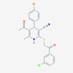 5-acetyl-4-(4-bromophenyl)-2-{[2-(3-chlorophenyl)-2-oxoethyl]thio}-6-methyl-1,4-dihydro-3-pyridinecarbonitrile