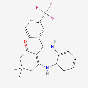 molecular formula C22H21F3N2O B5218483 3,3-dimethyl-11-[3-(trifluoromethyl)phenyl]-2,3,4,5,10,11-hexahydro-1H-dibenzo[b,e][1,4]diazepin-1-one 