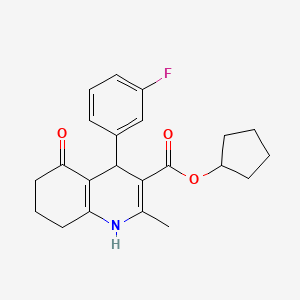 molecular formula C22H24FNO3 B5218491 cyclopentyl 4-(3-fluorophenyl)-2-methyl-5-oxo-1,4,5,6,7,8-hexahydro-3-quinolinecarboxylate 