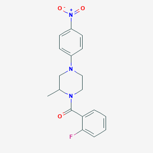 molecular formula C18H18FN3O3 B5218501 1-(2-fluorobenzoyl)-2-methyl-4-(4-nitrophenyl)piperazine 