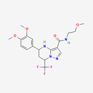molecular formula C19H23F3N4O4 B5218508 5-(3,4-dimethoxyphenyl)-N-(2-methoxyethyl)-7-(trifluoromethyl)-4,5,6,7-tetrahydropyrazolo[1,5-a]pyrimidine-3-carboxamide 