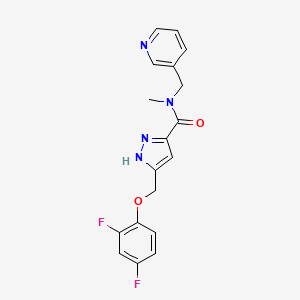 molecular formula C18H16F2N4O2 B5218523 5-[(2,4-difluorophenoxy)methyl]-N-methyl-N-(3-pyridinylmethyl)-1H-pyrazole-3-carboxamide 