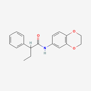 molecular formula C18H19NO3 B5218549 N-(2,3-dihydro-1,4-benzodioxin-6-yl)-2-phenylbutanamide 