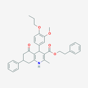 molecular formula C35H37NO5 B5218553 2-phenylethyl 4-(3-methoxy-4-propoxyphenyl)-2-methyl-5-oxo-7-phenyl-1,4,5,6,7,8-hexahydro-3-quinolinecarboxylate 