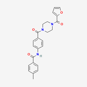molecular formula C24H23N3O4 B5218616 N-(4-{[4-(2-furoyl)-1-piperazinyl]carbonyl}phenyl)-4-methylbenzamide 