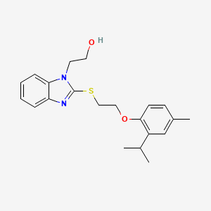 molecular formula C21H26N2O2S B5218665 2-(2-{[2-(2-isopropyl-4-methylphenoxy)ethyl]thio}-1H-benzimidazol-1-yl)ethanol 