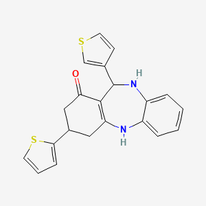 molecular formula C21H18N2OS2 B5218682 3-(2-thienyl)-11-(3-thienyl)-2,3,4,5,10,11-hexahydro-1H-dibenzo[b,e][1,4]diazepin-1-one 