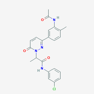 molecular formula C22H21ClN4O3 B5218699 2-[3-[3-(acetylamino)-4-methylphenyl]-6-oxo-1(6H)-pyridazinyl]-N-(3-chlorophenyl)propanamide 