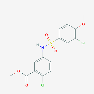 molecular formula C15H13Cl2NO5S B5218727 methyl 2-chloro-5-{[(3-chloro-4-methoxyphenyl)sulfonyl]amino}benzoate 