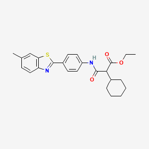 molecular formula C25H28N2O3S B5218750 ethyl 2-cyclohexyl-3-{[4-(6-methyl-1,3-benzothiazol-2-yl)phenyl]amino}-3-oxopropanoate 