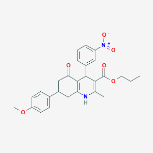 molecular formula C27H28N2O6 B5218774 propyl 7-(4-methoxyphenyl)-2-methyl-4-(3-nitrophenyl)-5-oxo-1,4,5,6,7,8-hexahydro-3-quinolinecarboxylate 