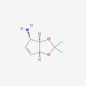 molecular formula C8H13NO2 B052188 (3aR,4S,6aS)-2,2-Dimethyl-3a,6a-dihydro-4H-cyclopenta[d][1,3]dioxol-4-amine CAS No. 71772-25-3