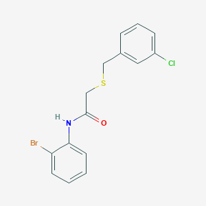 molecular formula C15H13BrClNOS B5218808 N-(2-bromophenyl)-2-[(3-chlorobenzyl)thio]acetamide 