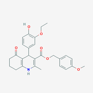 molecular formula C27H29NO6 B5218816 4-methoxybenzyl 4-(3-ethoxy-4-hydroxyphenyl)-2-methyl-5-oxo-1,4,5,6,7,8-hexahydro-3-quinolinecarboxylate 