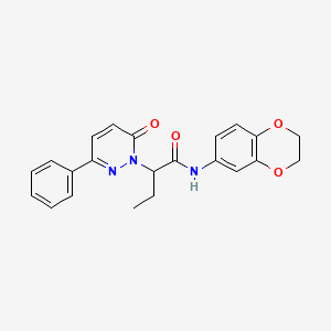 molecular formula C22H21N3O4 B5218871 N-(2,3-dihydro-1,4-benzodioxin-6-yl)-2-(6-oxo-3-phenyl-1(6H)-pyridazinyl)butanamide 