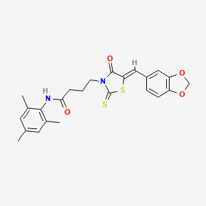 molecular formula C24H24N2O4S2 B5218893 4-[5-(1,3-benzodioxol-5-ylmethylene)-4-oxo-2-thioxo-1,3-thiazolidin-3-yl]-N-mesitylbutanamide 