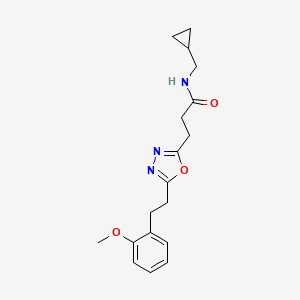 molecular formula C18H23N3O3 B5219056 N-(cyclopropylmethyl)-3-{5-[2-(2-methoxyphenyl)ethyl]-1,3,4-oxadiazol-2-yl}propanamide 