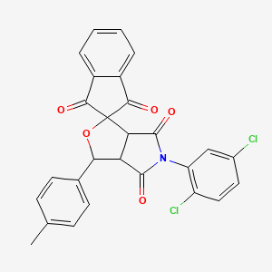 molecular formula C27H17Cl2NO5 B5219073 5-(2,5-dichlorophenyl)-3-(4-methylphenyl)-3a,6a-dihydrospiro[furo[3,4-c]pyrrole-1,2'-indene]-1',3',4,6(3H,5H)-tetrone 