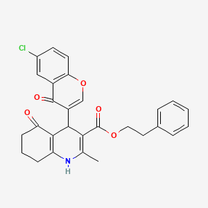 2-phenylethyl 4-(6-chloro-4-oxo-4H-chromen-3-yl)-2-methyl-5-oxo-1,4,5,6,7,8-hexahydro-3-quinolinecarboxylate
