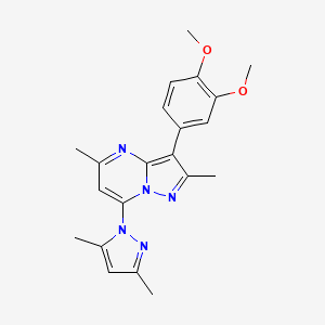 molecular formula C21H23N5O2 B5219108 3-(3,4-dimethoxyphenyl)-7-(3,5-dimethyl-1H-pyrazol-1-yl)-2,5-dimethylpyrazolo[1,5-a]pyrimidine 