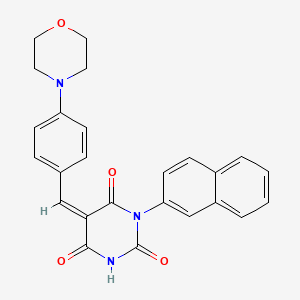 molecular formula C25H21N3O4 B5219150 5-[4-(4-morpholinyl)benzylidene]-1-(2-naphthyl)-2,4,6(1H,3H,5H)-pyrimidinetrione 