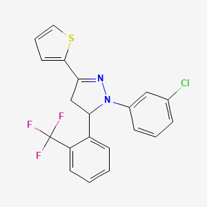 1-(3-chlorophenyl)-3-(2-thienyl)-5-[2-(trifluoromethyl)phenyl]-4,5-dihydro-1H-pyrazole