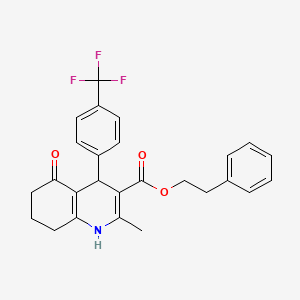 molecular formula C26H24F3NO3 B5219218 2-Phenylethyl 2-methyl-5-oxo-4-[4-(trifluoromethyl)phenyl]-1,4,5,6,7,8-hexahydroquinoline-3-carboxylate 