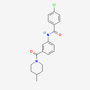molecular formula C20H21ClN2O2 B5219398 4-chloro-N-{3-[(4-methyl-1-piperidinyl)carbonyl]phenyl}benzamide 
