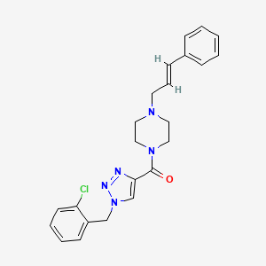 molecular formula C23H24ClN5O B5219446 1-{[1-(2-chlorobenzyl)-1H-1,2,3-triazol-4-yl]carbonyl}-4-[(2E)-3-phenyl-2-propen-1-yl]piperazine 