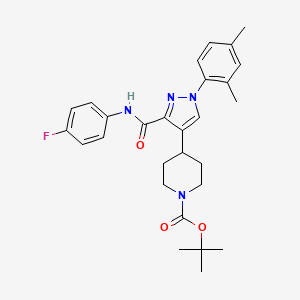 molecular formula C28H33FN4O3 B5219458 tert-butyl 4-(1-(2,4-dimethylphenyl)-3-{[(4-fluorophenyl)amino]carbonyl}-1H-pyrazol-4-yl)-1-piperidinecarboxylate 