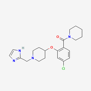 molecular formula C21H27ClN4O2 B5219476 4-[5-chloro-2-(1-piperidinylcarbonyl)phenoxy]-1-(1H-imidazol-2-ylmethyl)piperidine 
