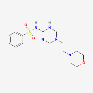 molecular formula C15H23N5O3S B5219478 N-{5-[2-(4-morpholinyl)ethyl]-1,4,5,6-tetrahydro-1,3,5-triazin-2-yl}benzenesulfonamide 