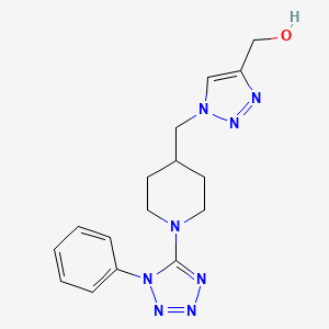 molecular formula C16H20N8O B5219495 (1-{[1-(1-phenyl-1H-tetrazol-5-yl)-4-piperidinyl]methyl}-1H-1,2,3-triazol-4-yl)methanol 