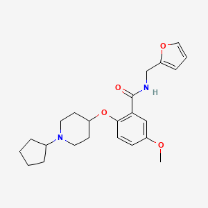 molecular formula C23H30N2O4 B5219498 2-[(1-cyclopentyl-4-piperidinyl)oxy]-N-(2-furylmethyl)-5-methoxybenzamide 