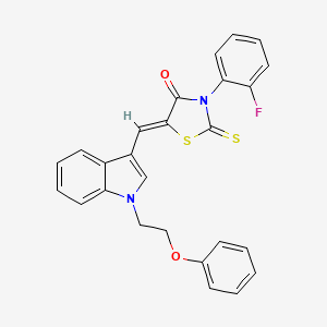 molecular formula C26H19FN2O2S2 B5219516 3-(2-fluorophenyl)-5-{[1-(2-phenoxyethyl)-1H-indol-3-yl]methylene}-2-thioxo-1,3-thiazolidin-4-one 