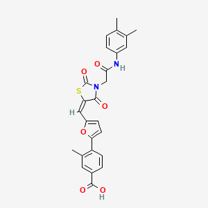 molecular formula C26H22N2O6S B5219597 4-{5-[(3-{2-[(3,4-dimethylphenyl)amino]-2-oxoethyl}-2,4-dioxo-1,3-thiazolidin-5-ylidene)methyl]-2-furyl}-3-methylbenzoic acid 