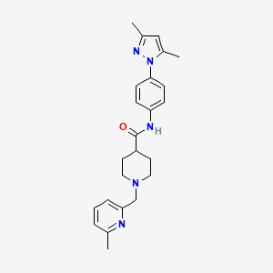 molecular formula C24H29N5O B5219622 N-[4-(3,5-dimethyl-1H-pyrazol-1-yl)phenyl]-1-[(6-methyl-2-pyridinyl)methyl]-4-piperidinecarboxamide 