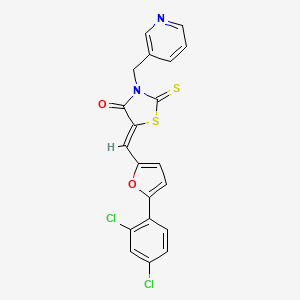 molecular formula C20H12Cl2N2O2S2 B5219643 5-{[5-(2,4-dichlorophenyl)-2-furyl]methylene}-3-(3-pyridinylmethyl)-2-thioxo-1,3-thiazolidin-4-one 
