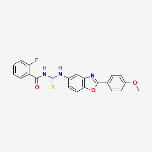 2-fluoro-N-({[2-(4-methoxyphenyl)-1,3-benzoxazol-5-yl]amino}carbonothioyl)benzamide