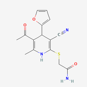 molecular formula C15H15N3O3S B5219666 2-{[5-acetyl-3-cyano-4-(2-furyl)-6-methyl-1,4-dihydro-2-pyridinyl]thio}acetamide 