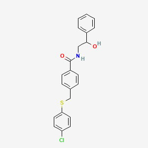 molecular formula C22H20ClNO2S B5219782 4-{[(4-chlorophenyl)thio]methyl}-N-(2-hydroxy-2-phenylethyl)benzamide 