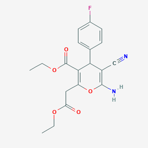 molecular formula C19H19FN2O5 B5219827 ethyl 6-amino-5-cyano-2-(2-ethoxy-2-oxoethyl)-4-(4-fluorophenyl)-4H-pyran-3-carboxylate 